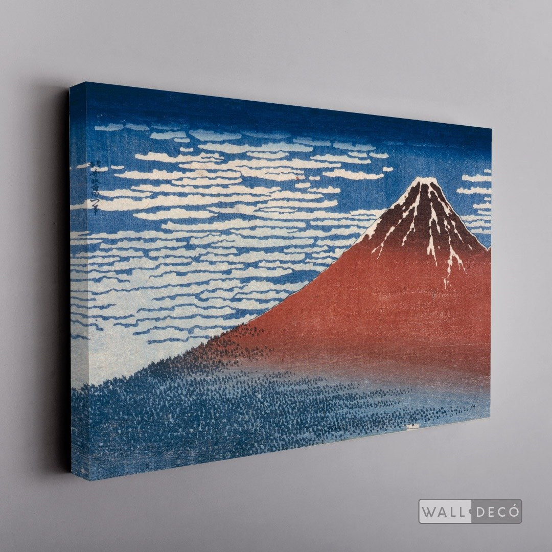 Cuadro Arte Clásico Fuji Rojo – Hokusai sin marco, lienzo sobre bastidor