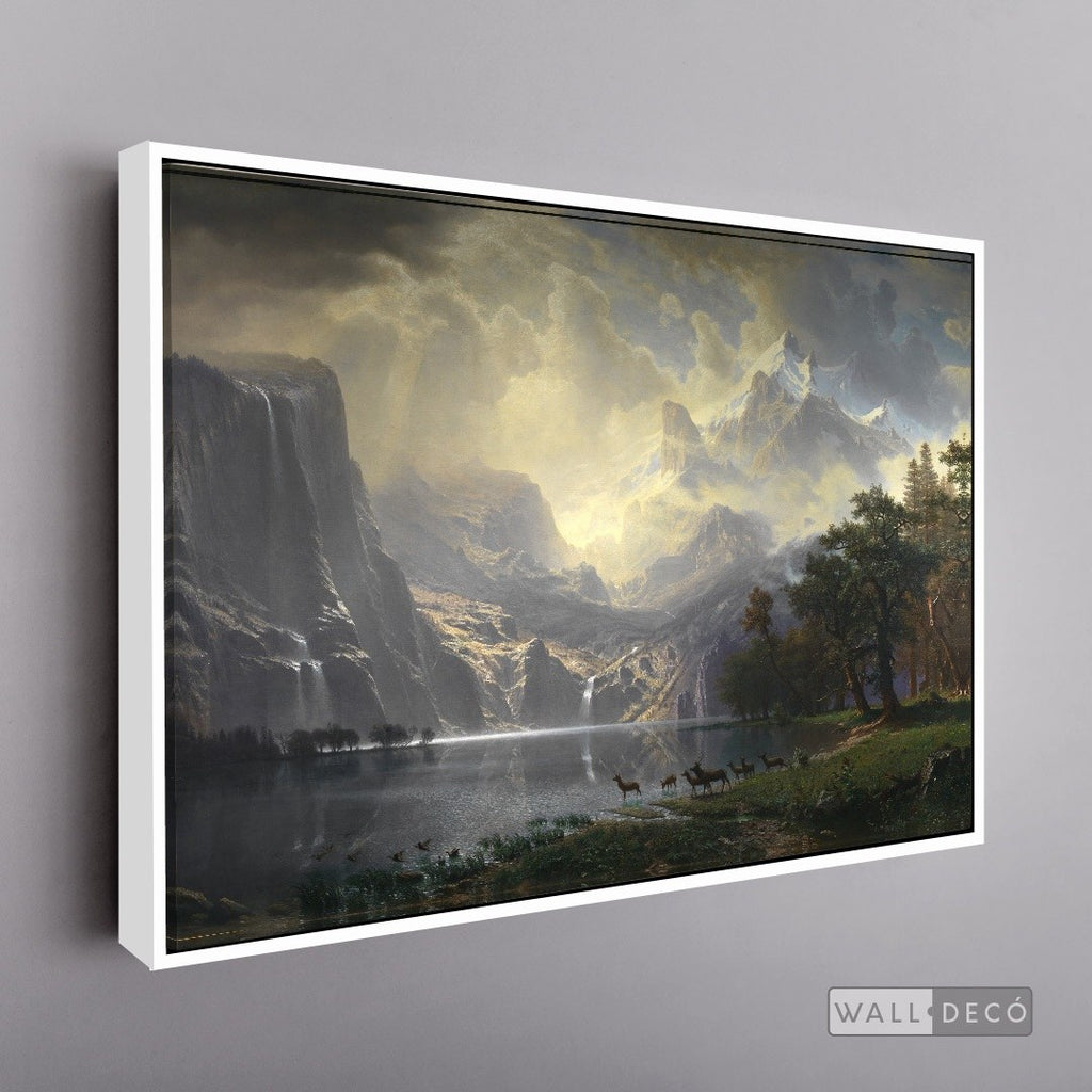 Cuadro Arte Clásico Sierra Nevada – Bierstadt con marco flotante blanco mate