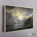 Cuadro Arte Clásico Sierra Nevada – Bierstadt con marco flotante madera vintage