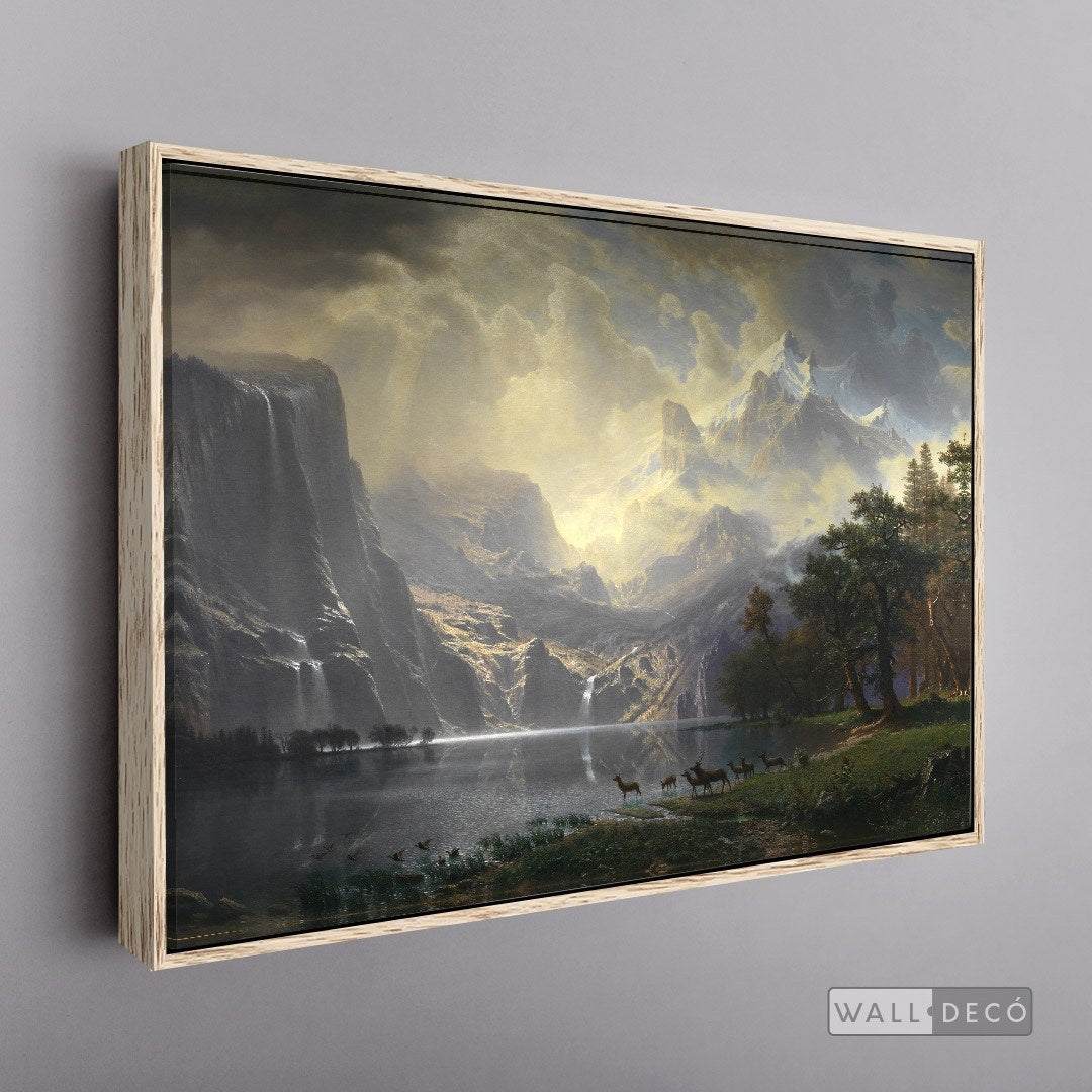 Cuadro Arte Clásico Sierra Nevada – Bierstadt con marco flotante madera vintage