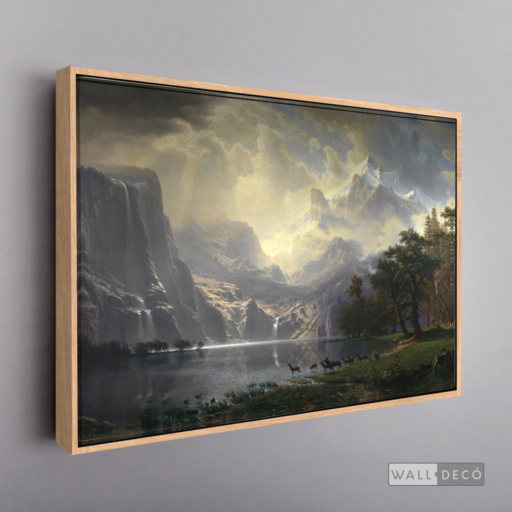 Cuadro Arte Clásico Sierra Nevada – Bierstadt con marco flotante madera natural