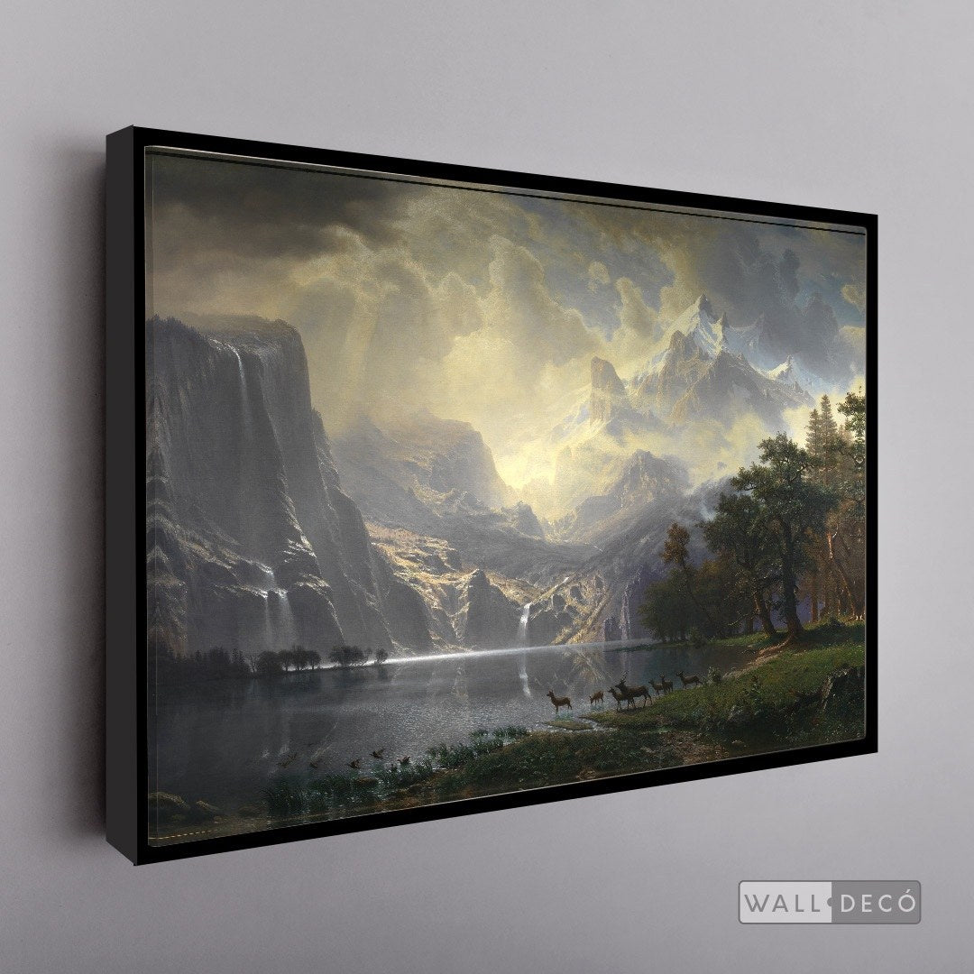 Cuadro Arte Clásico Sierra Nevada – Bierstadt con marco flotante negro mate