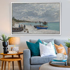 Cuadro Arte Clásico Playa de Sainte-Adresse – Monet con marco blanco mate en sala