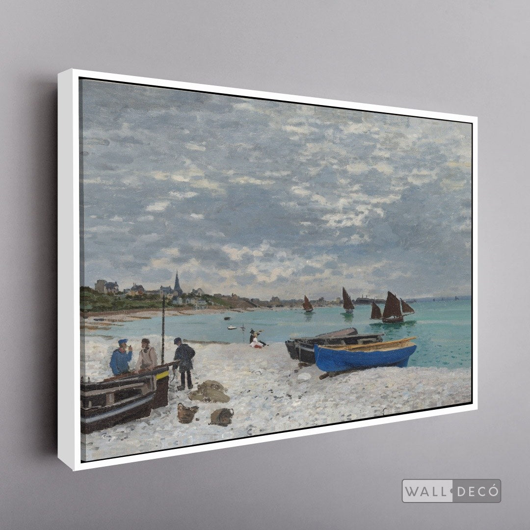 Cuadro Arte Clásico Playa de Sainte-Adresse – Monet con marco flotante blanco mate