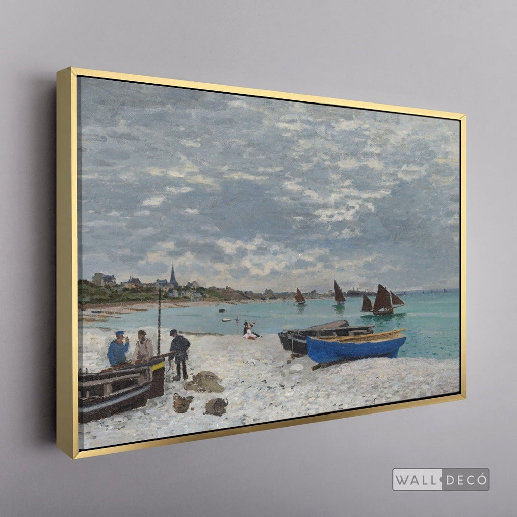Cuadro Arte Clásico Playa de Sainte-Adresse – Monet con marco flotante dorado