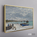 Cuadro Arte Clásico Playa de Sainte-Adresse – Monet con marco flotante dorado