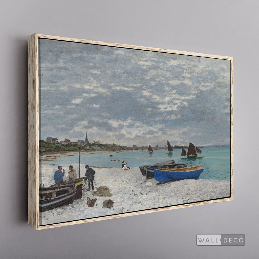 Cuadro Arte Clásico Playa de Sainte-Adresse – Monet con marco flotante madera vintage
