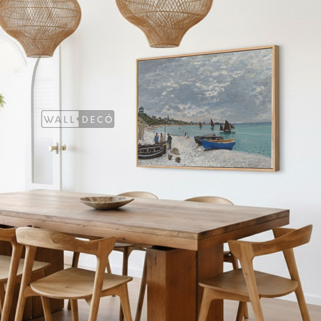 Cuadro Arte Clásico Playa de Sainte-Adresse – Monet con marco madera natural en comedor