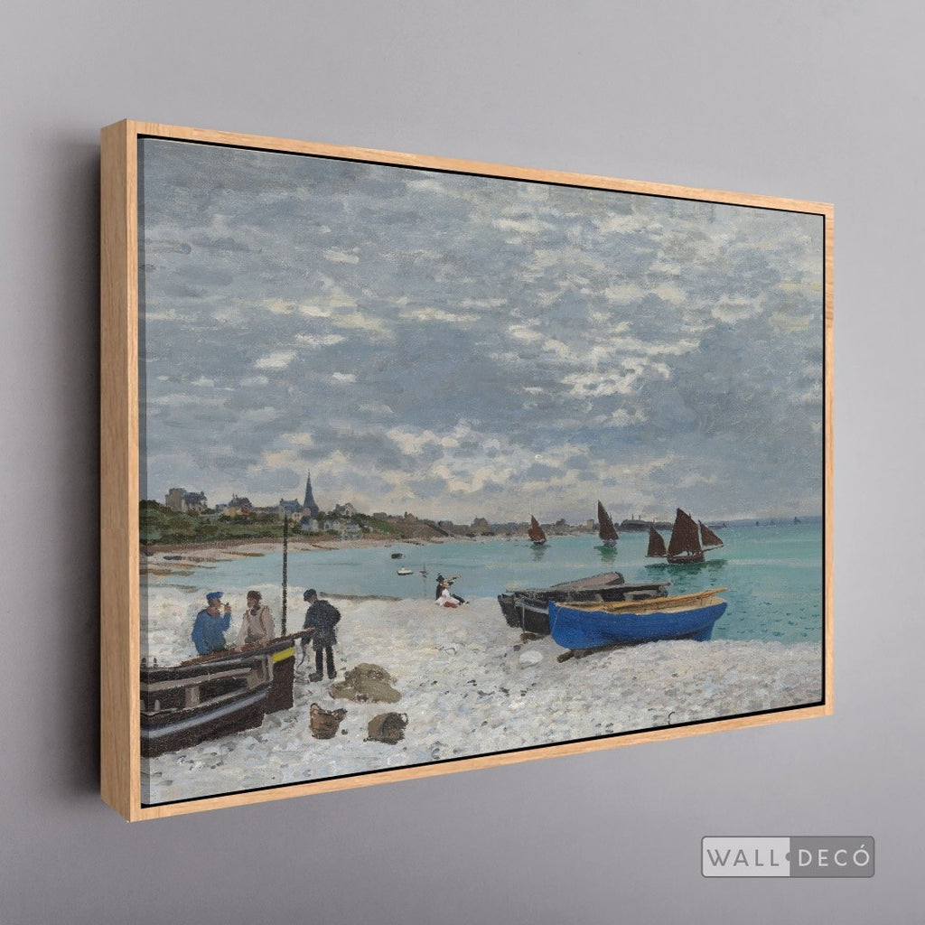 Cuadro Arte Clásico Playa de Sainte-Adresse – Monet con marco flotante madera natural