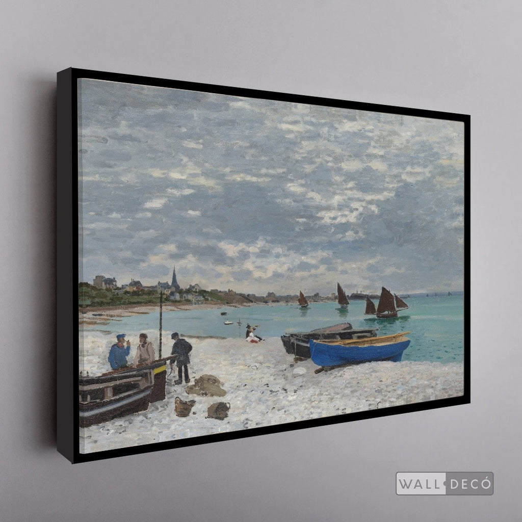 Cuadro Arte Clásico Playa de Sainte-Adresse – Monet con marco flotante negro mate