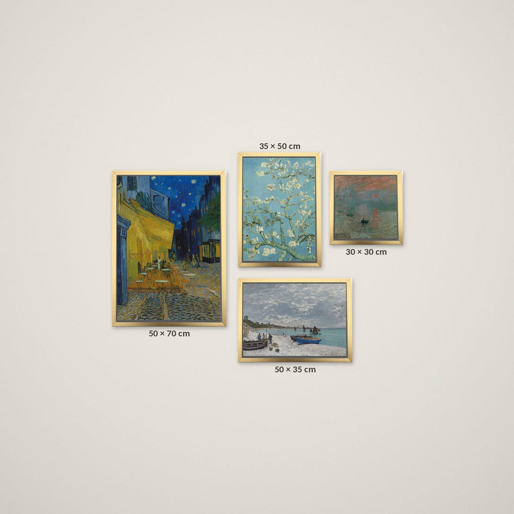 Composición Arte Clásico Noche y Mar – Tamaño L – Marco Dorado