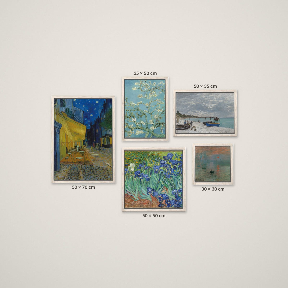 Composición Arte Clásico Noche y Mar – Tamaño M – Marco Madera Vintage