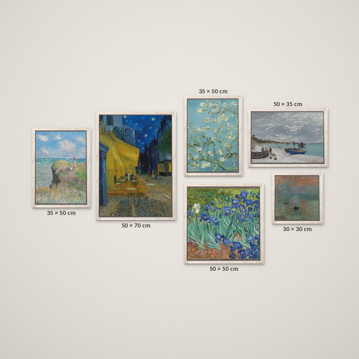 Composición Arte Clásico Noche y Mar – Tamaño XL – Marco Madera Vintage