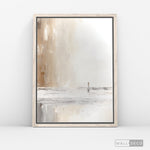 Cargar imagen en el visor de la galería, Cuadro Abstracto Minimalista Marea Arena Vertical con marco madera vintage - vista lateral
