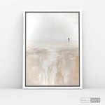 Cargar imagen en el visor de la galería, Cuadro Abstracto Minimalista Caminante en Calma Vertical con marco blanco mate - vista lateral
