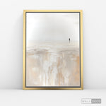 Cargar imagen en el visor de la galería, Cuadro Abstracto Minimalista Caminante en Calma Vertical con marco dorado - vista lateral
