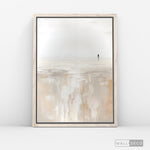 Cargar imagen en el visor de la galería, Cuadro Abstracto Minimalista Caminante en Calma Vertical con marco madera vintage - vista lateral
