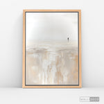 Cargar imagen en el visor de la galería, Cuadro Abstracto Minimalista Caminante en Calma Vertical con marco madera natural - vista lateral
