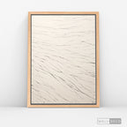 Cuadro Abstracto Minimalista Trazos de Seda Vertical con marco madera natural - vista lateral