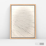 Cargar imagen en el visor de la galería, Cuadro Abstracto Minimalista Trazos de Seda Vertical con marco madera natural - vista lateral
