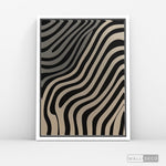 Cargar imagen en el visor de la galería, Cuadro Abstracto Minimalista Onda Ébano Vertical con marco blanco mate - vista lateral
