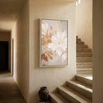 Cargar imagen en el visor de la galería, Cuadro Abstracto Minimalista Flor de Terracota Vertical con marco blanco mate en escalera
