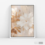 Cargar imagen en el visor de la galería, Cuadro Abstracto Minimalista Flor de Terracota Vertical con marco blanco mate - vista lateral
