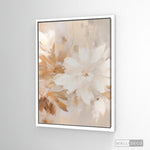 Cargar imagen en el visor de la galería, Cuadro Abstracto Minimalista Flor de Terracota Vertical con marco blanco mate
