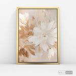 Cargar imagen en el visor de la galería, Cuadro Abstracto Minimalista Flor de Terracota Vertical con marco dorado - vista lateral
