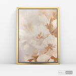 Cargar imagen en el visor de la galería, Cuadro Abstracto Minimalista Pétalos de Otoño Vertical con marco dorado - vista lateral

