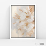 Cargar imagen en el visor de la galería, Cuadro Abstracto Minimalista Brisa Floral Vertical con marco blanco mate - vista lateral
