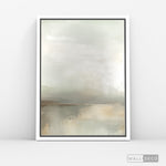 Cargar imagen en el visor de la galería, Cuadro Abstracto Minimalista Niebla Salvia Vertical con marco blanco mate - vista lateral
