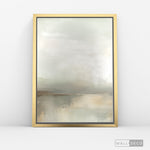 Cargar imagen en el visor de la galería, Cuadro Abstracto Minimalista Niebla Salvia Vertical con marco dorado - vista lateral
