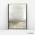 Cargar imagen en el visor de la galería, Cuadro Abstracto Minimalista Niebla Salvia Vertical con marco madera vintage - vista lateral

