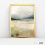 Cargar imagen en el visor de la galería, Cuadro Abstracto Minimalista Pradera Dorada Vertical con marco dorado - vista lateral
