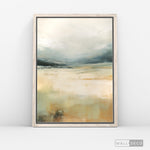 Cargar imagen en el visor de la galería, Cuadro Abstracto Minimalista Pradera Dorada Vertical con marco madera vintage - vista lateral
