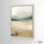 Cargar imagen en el visor de la galería, Cuadro Abstracto Minimalista Pradera Dorada Vertical con marco madera vintage
