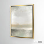 Cargar imagen en el visor de la galería, Cuadro Abstracto Minimalista Horizonte Salvia Vertical con marco dorado
