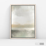 Cargar imagen en el visor de la galería, Cuadro Abstracto Minimalista Horizonte Salvia Vertical con marco madera vintage - vista lateral
