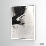Cargar imagen en el visor de la galería, Cuadro Abstracto Minimalista Gesto Negro Vertical con marco blanco mate
