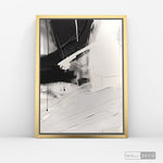 Cargar imagen en el visor de la galería, Cuadro Abstracto Minimalista Gesto Negro Vertical con marco dorado - vista lateral
