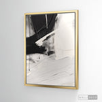 Cargar imagen en el visor de la galería, Cuadro Abstracto Minimalista Gesto Negro Vertical con marco dorado
