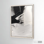 Cargar imagen en el visor de la galería, Cuadro Abstracto Minimalista Gesto Negro Vertical con marco madera vintage

