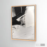 Cargar imagen en el visor de la galería, Cuadro Abstracto Minimalista Gesto Negro Vertical con marco madera natural

