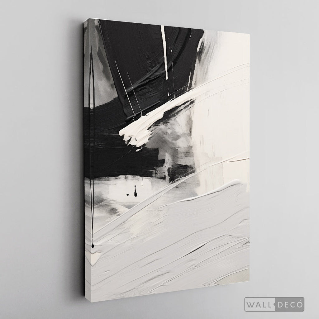 Cuadro Abstracto Minimalista Gesto Negro Vertical sin marco sobre bastidor