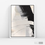 Cargar imagen en el visor de la galería, Cuadro Abstracto Minimalista Contraste Blanco Vertical con marco blanco mate - vista lateral
