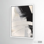 Cargar imagen en el visor de la galería, Cuadro Abstracto Minimalista Contraste Blanco Vertical con marco blanco mate
