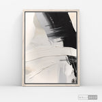 Cargar imagen en el visor de la galería, Cuadro Abstracto Minimalista Contraste Blanco Vertical con marco madera vintage - vista lateral
