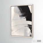 Cargar imagen en el visor de la galería, Cuadro Abstracto Minimalista Contraste Blanco Vertical con marco madera vintage
