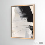 Cargar imagen en el visor de la galería, Cuadro Abstracto Minimalista Contraste Blanco Vertical con marco madera natural
